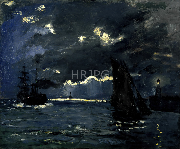 High Resolution: Claude Monet Ships by Moonlight 1864 download. | HRJPG.com