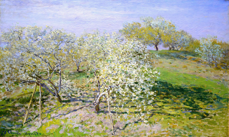High Resolution: Claude Monet Apple Trees in Bloom 1873 download. | HRJPG.com