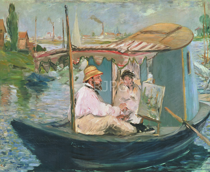 High Resolution: Claude Monet Monet in his Floating Studio 1874 download. | HRJPG.com