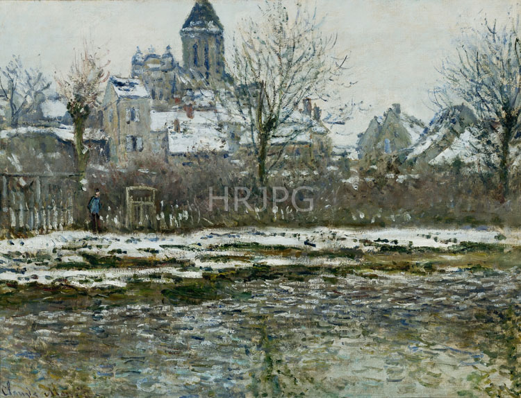 High Resolution: Claude Monet The Church at Vetheuil Snow 1878 download. | HRJPG.com