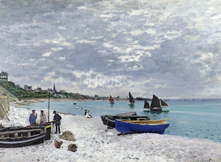 High Resolution: Claude Monet The Beach at Sainte Adresse 1867 download. | HRJPG.com