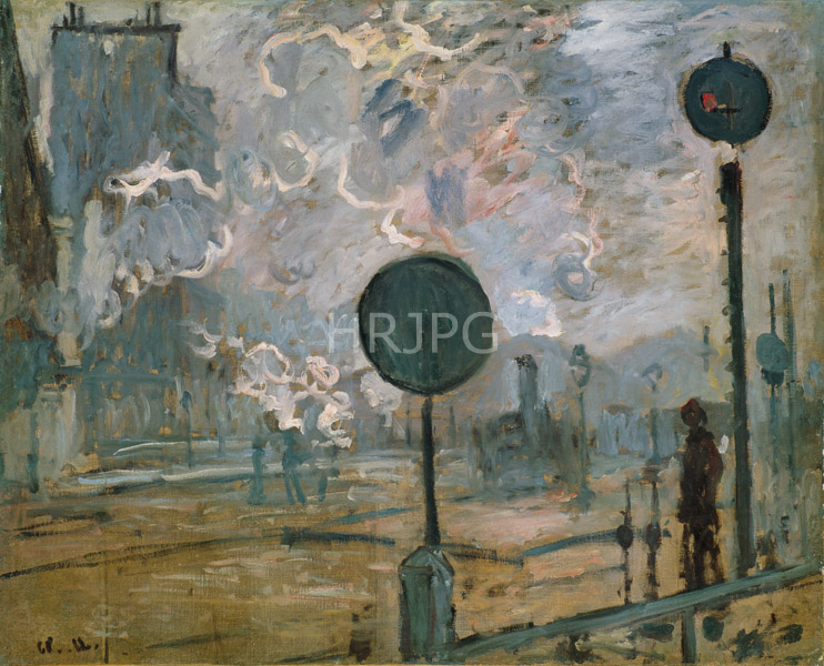 High Resolution: Claude Monet Exterior of Saint Lazare Station The Signal 1877 download. | HRJPG.com