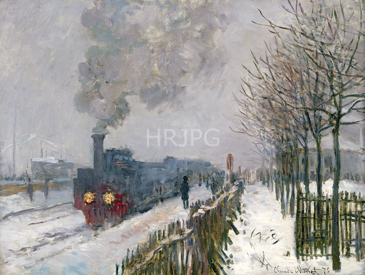 High Resolution: Claude Monet Train in the Snow the Locomotive 1875 download. | HRJPG.com