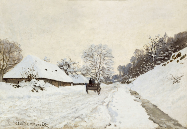 High Resolution: Claude Monet Cart on the Snow Covered Road 1865 download. | HRJPG.com