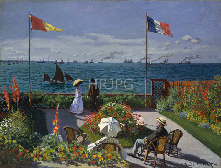 High Resolution: Claude Monet Garden at Sainte Adresse 1867 download. | HRJPG.com