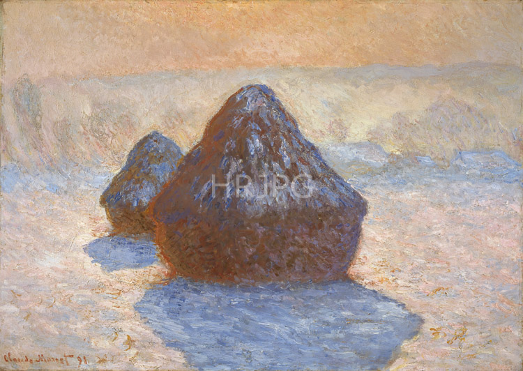 High Resolution: Claude Monet Haystacks White Frost Effect 1891 download. | HRJPG.com