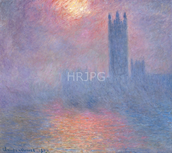 High Resolution: Claude Monet Houses of Parliament Effect of Sunlight in the Fog 1900 download. | HRJPG.com