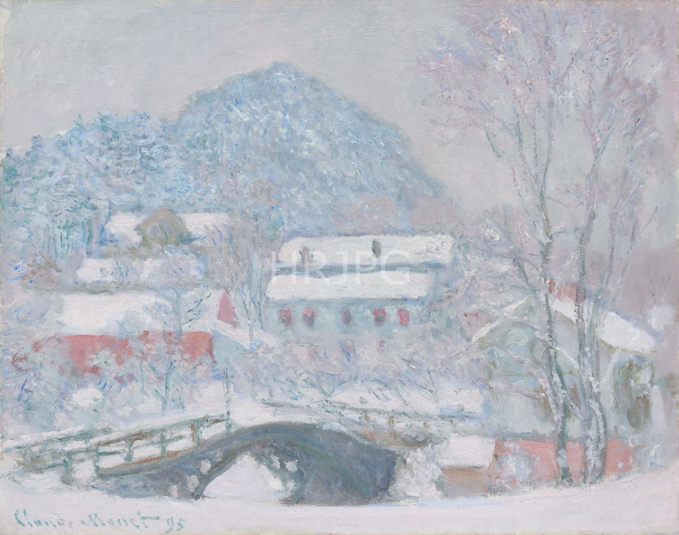 High Resolution: Claude Monet Sandviken Village in the Snow 1895 download. | HRJPG.com