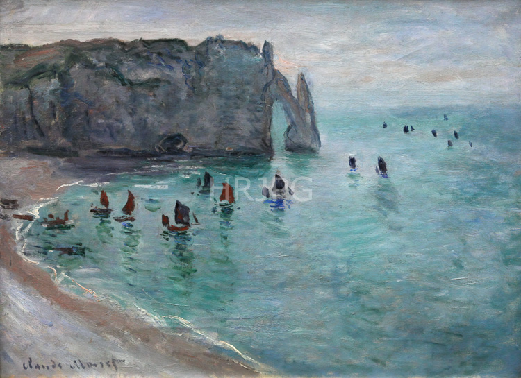 High Resolution: Claude Monet Etretat Fishing Boats Leaving the Harbour 1885 download. | HRJPG.com