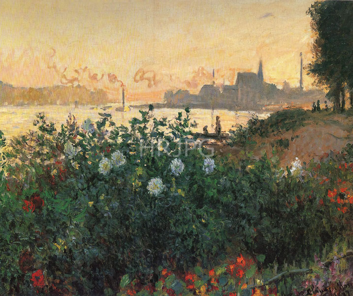 High Resolution: Claude Monet Flowered Riverbank Argenteuil 1877 download. | HRJPG.com