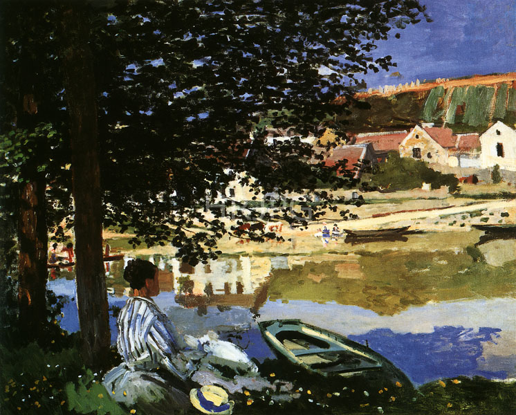 High Resolution: Claude Monet River Scene at Bennecourt 1868 download. | HRJPG.com