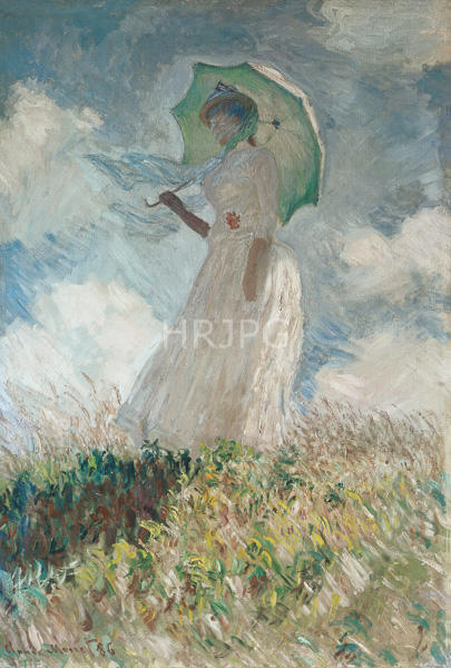 High Resolution: Claude Monet Woman with a Parasol Facing Left 1886 download. | HRJPG.com