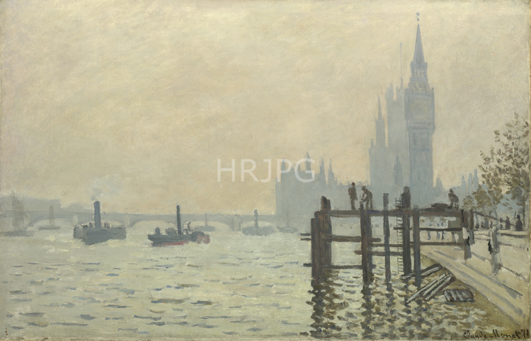 High Resolution: Claude Monet The Thames at Westminster 1871 download. | HRJPG.com