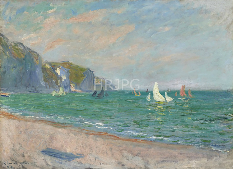 High Resolution: Claude Monet Boats Below the Pourville Cliffs 1882 download. | HRJPG.com