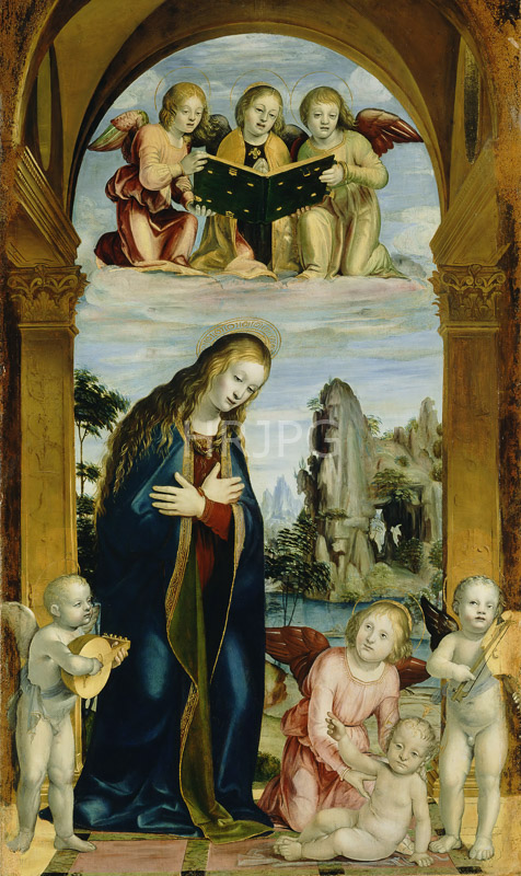 High Resolution: Madonna Adoring the Child with Musical Angels-Bernardino Zenale-1500-1505 download. | HRJPG.com