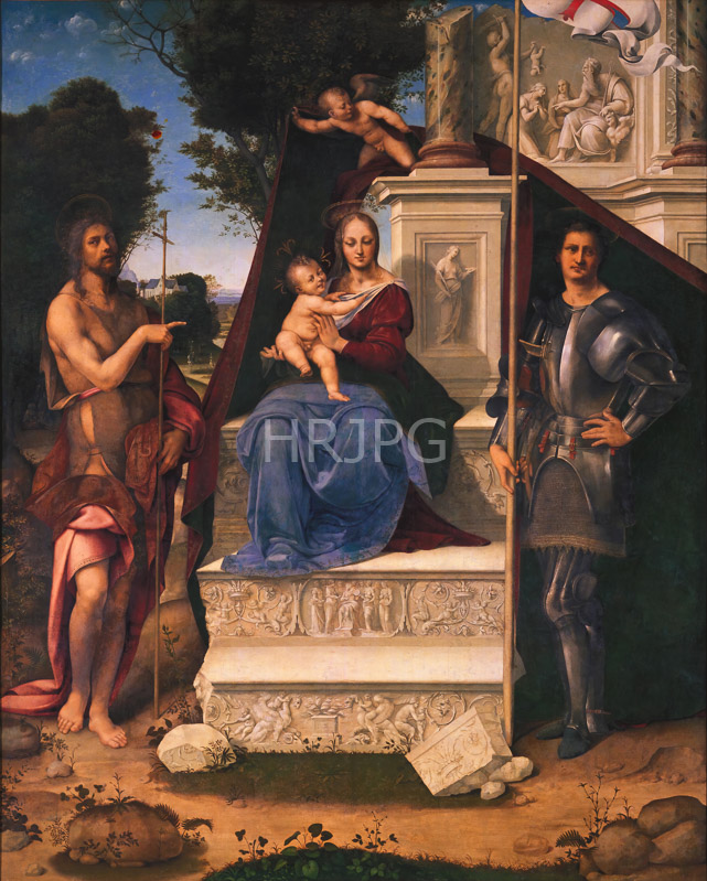 High Resolution: Madonna and Child with Saint John the Baptist and Saint George-Cesare da Sesto-1513-1515 download. | HRJPG.com