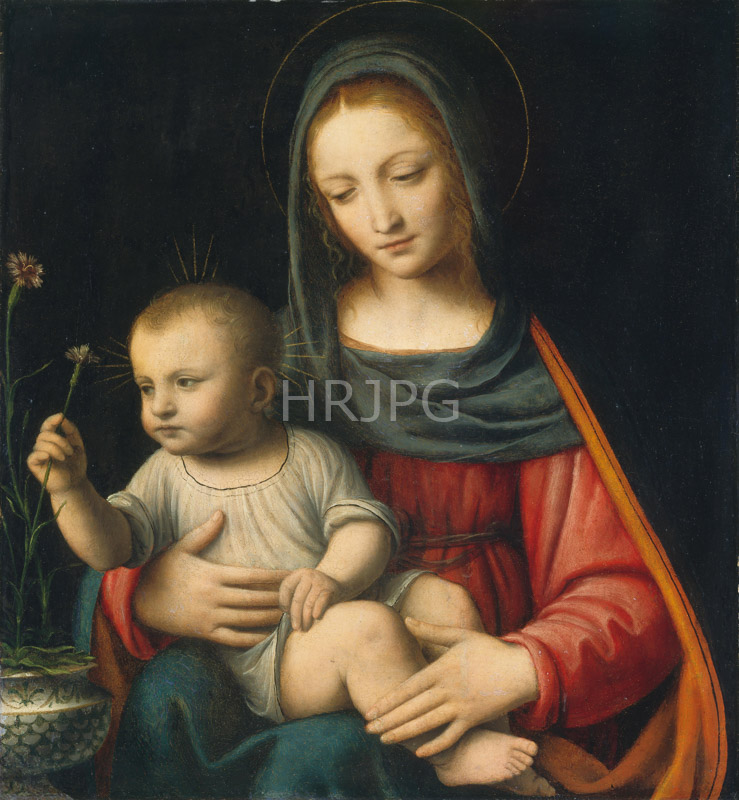 High Resolution: Madonna of the Carnation-Bernardino Luini-c 1515 download. | HRJPG.com