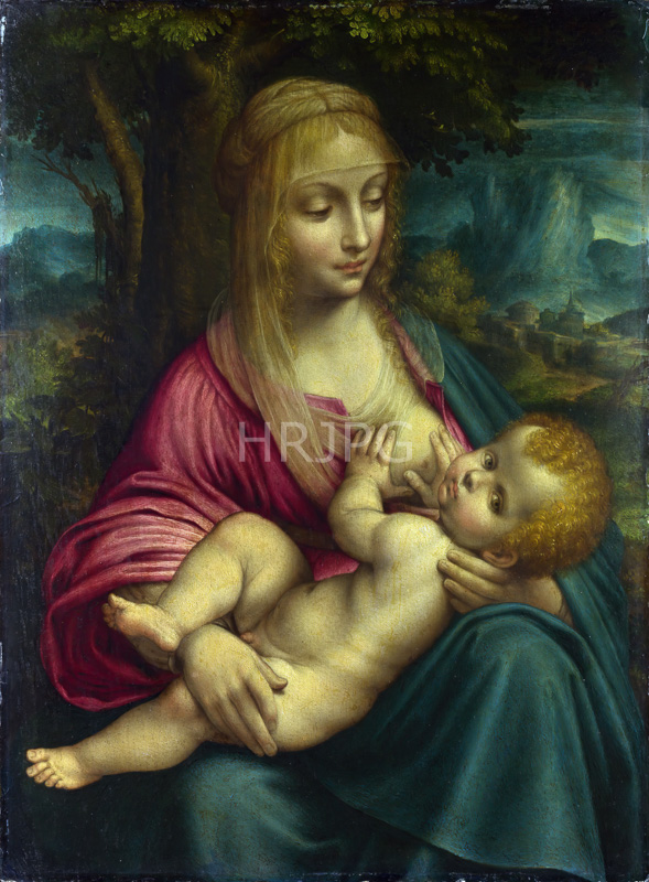 High Resolution: The Virgin and Child-Follower of Leonardo da Vinci-c 1490-1510 download. | HRJPG.com