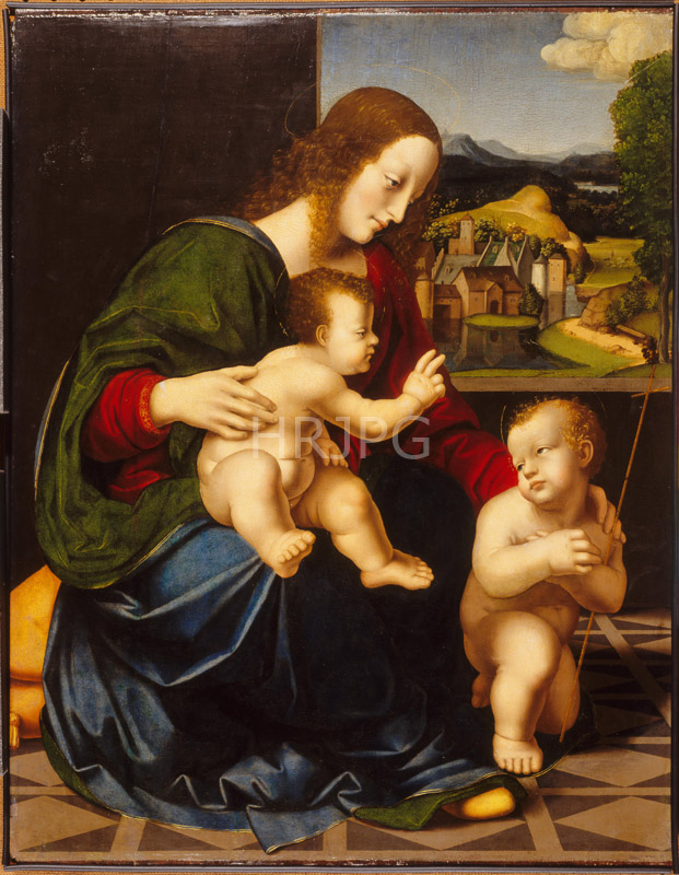 High Resolution: Madonna and Child with Saint John the Baptist-Marco d Oggiono-c 1510 download. | HRJPG.com