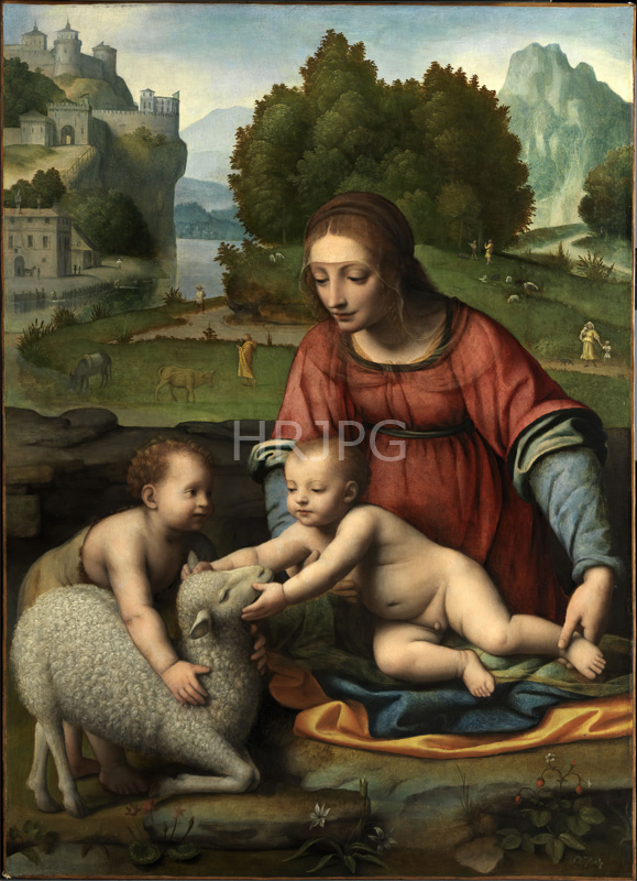 High Resolution: The Virgin and Child with the Infant Saint John the Baptist and a Lamb-Bernardino Luini-c 1523-1525 download. | HRJPG.com