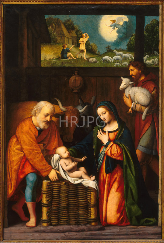 High Resolution: Adoration of the Christ Child and the Annunciation to the Shepherds-Bernardino Luini-c 1510-1515 download. | HRJPG.com