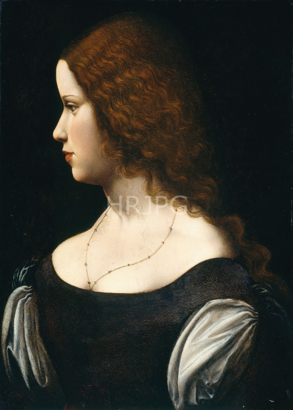 High Resolution: Portrait of a Young Lady-Follower of Leonardo da Vinci-c 1500 download. | HRJPG.com