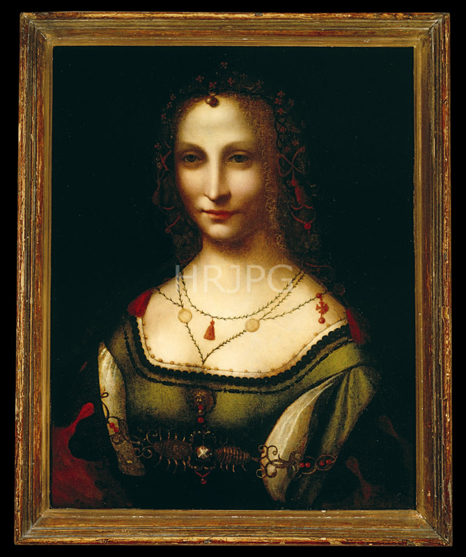 High Resolution: Portrait of a Young Woman with a Scorpion Chain-Giovanni Antonio Boltraffio-c 1490-1505 download. | HRJPG.com