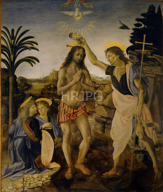 High Resolution: The Baptism of Christ-Andrea del Verrocchio and Leonardo da Vinci-c 1472-1475 download. | HRJPG.com