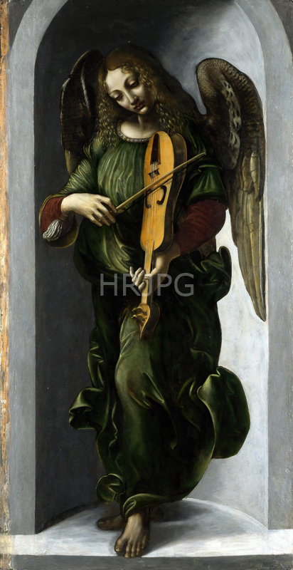 High Resolution: An Angel in Green with a Vielle-Giovanni Ambrogio de Predis-c 1490-1499 download. | HRJPG.com