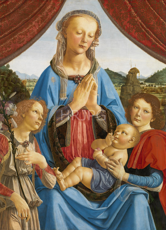 High Resolution: The Virgin and Child with Two Angels-Andrea del Verrocchio-c 1470 download. | HRJPG.com