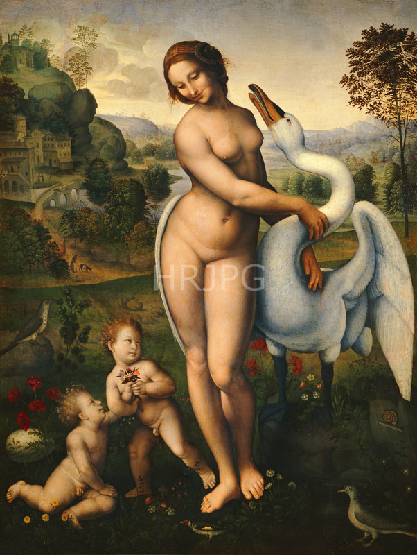 High Resolution: Leda and the Swan-Follower of Leonardo da Vinci-c 1510-1520 download. | HRJPG.com