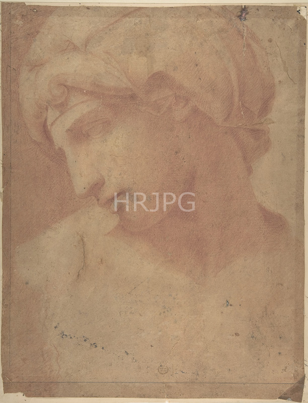 High Resolution: Drawing of the Head of Michelangelos Dawn-Anonymous-c 1550 1570 download. | HRJPG.com