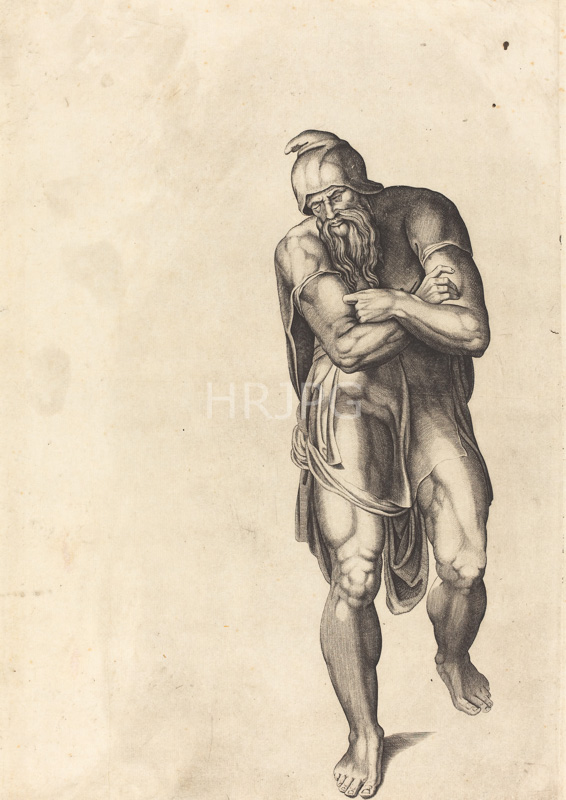 High Resolution: Standing Man with Crossed Arms Joseph of Arimathea after Michelangelo-Nicolas Beatrizet-c 1545 download. | HRJPG.com