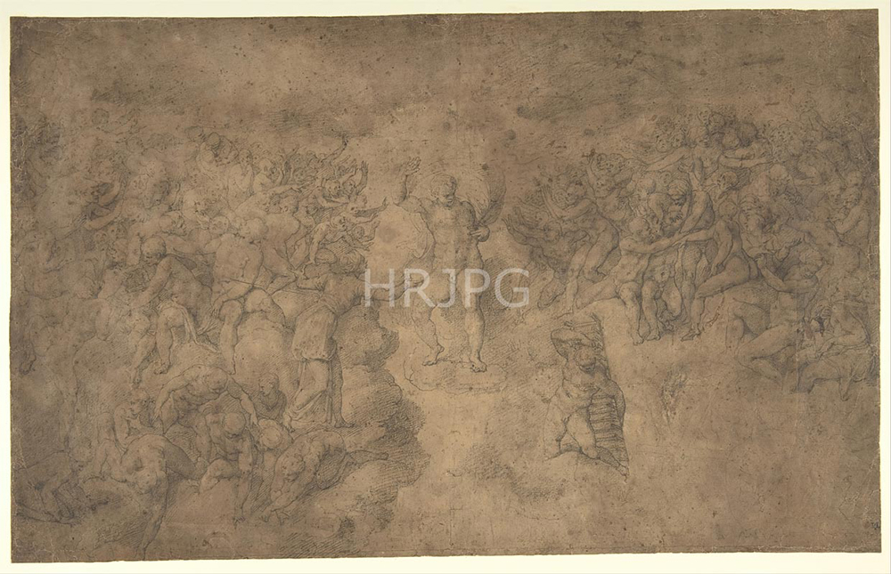 High Resolution: The Last Judgment Compositional Sketch-School of Michelangelo Buonarroti-c 1534 1536 download. | HRJPG.com