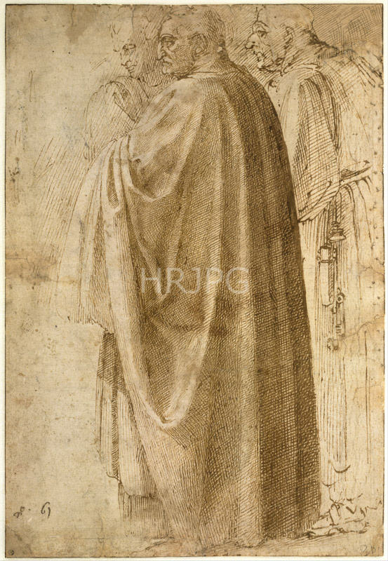 High Resolution: Three Standing Men in Wide Cloaks-Michelangelo Buonarroti-c 1490 1496 download. | HRJPG.com