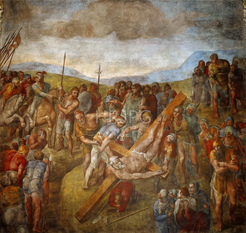 High Resolution: The Crucifixion of Saint Peter-Michelangelo Buonarroti-1546 1550 download. | HRJPG.com