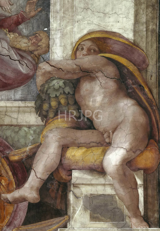 High Resolution: Ignudo near the Libyan Sibyl-Michelangelo Buonarroti-1508 1512 download. | HRJPG.com