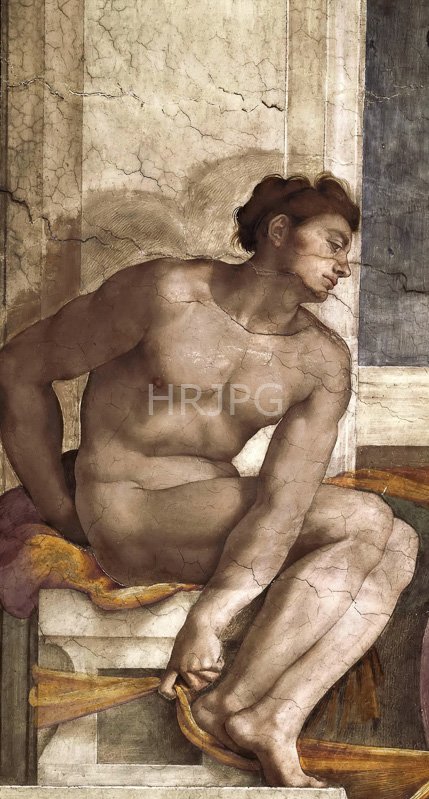 High Resolution: Ignudo 10-Michelangelo Buonarroti-1508 1512 download. | HRJPG.com