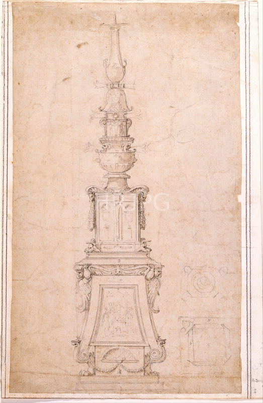 High Resolution: Design for a Candelabrum-Michelangelo Buonarroti-c 1515 1520 download. | HRJPG.com