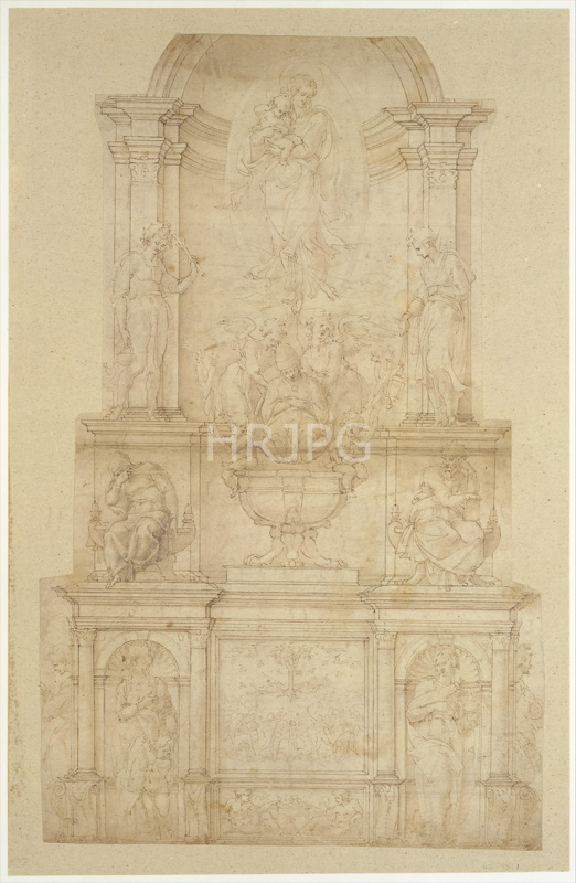 High Resolution: Design for the Tomb of Pope Julius II-Michelangelo Buonarroti-c 1505 1506 download. | HRJPG.com