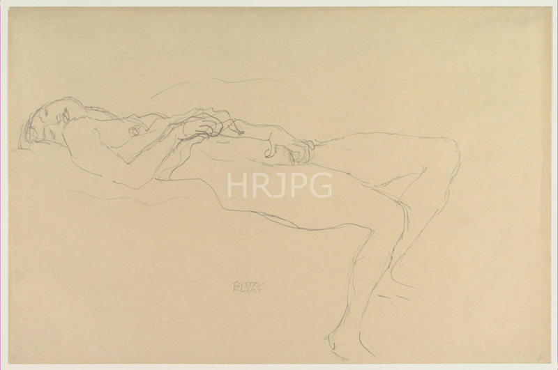 High Resolution: 800529-Reclining Nude-Gustav Klimt-c 1912 1913 download. | HRJPG.com