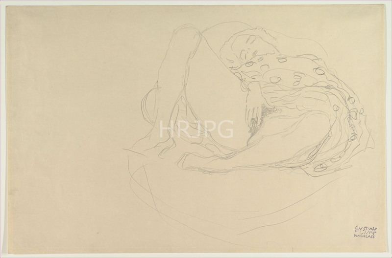 High Resolution: 800531-Reclining Nude with Drapery-Gustav Klimt-ca 1912 1913 download. | HRJPG.com