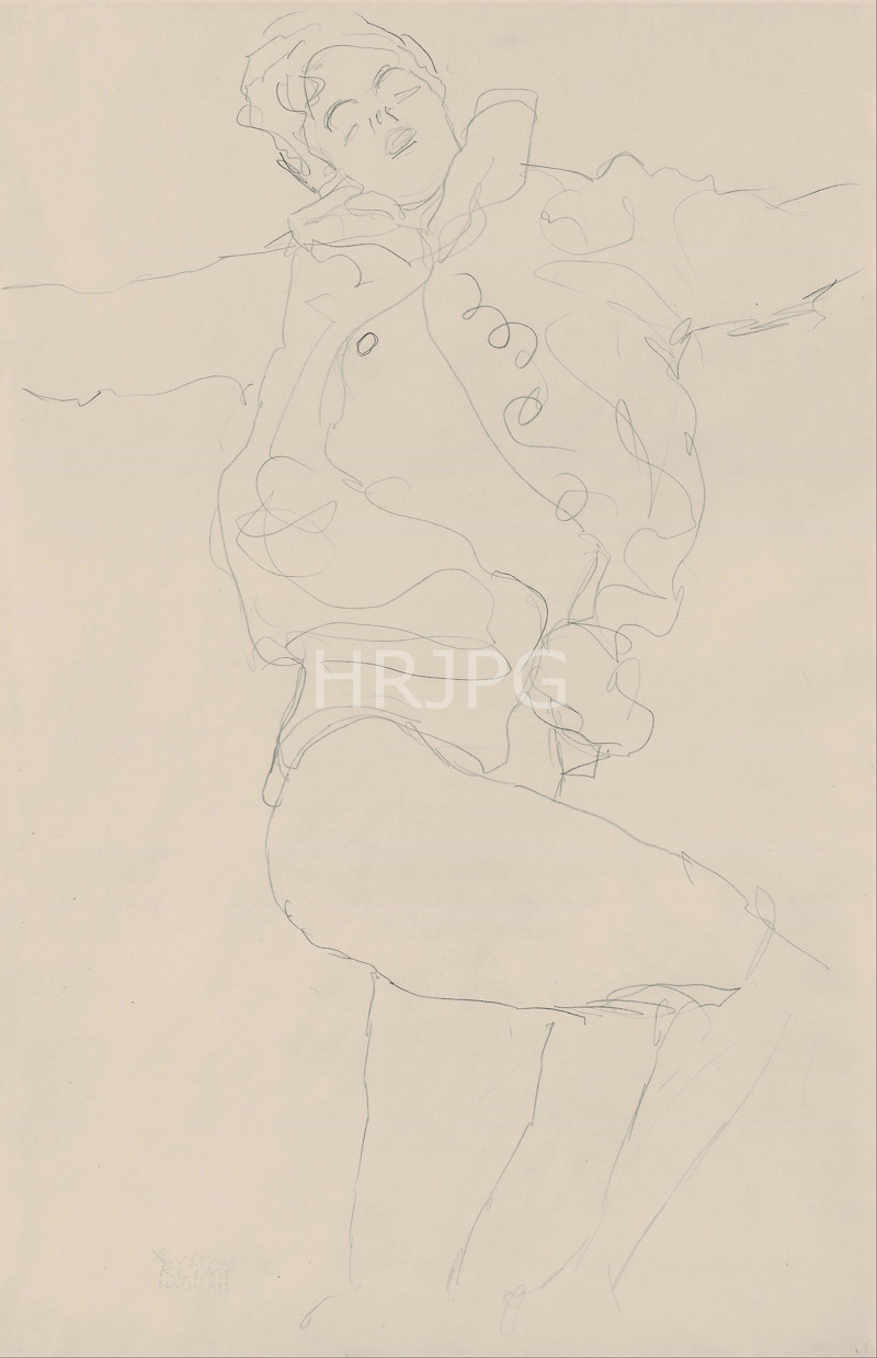 High Resolution: 800554-Dancing Woman with Cape-Gustav Klimt-c 1900 download. | HRJPG.com
