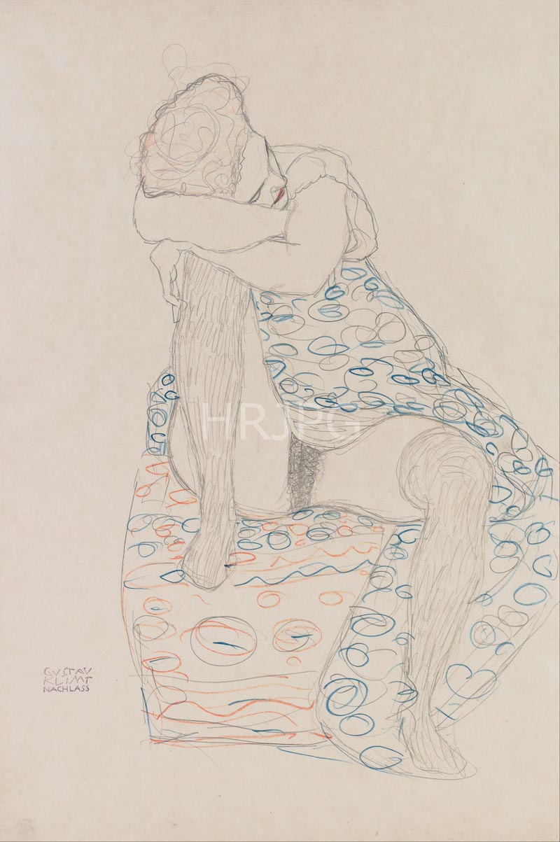 High Resolution: 800564-Seated Figure with Gathered up Skirt-Gustav Klimt-1910 download. | HRJPG.com