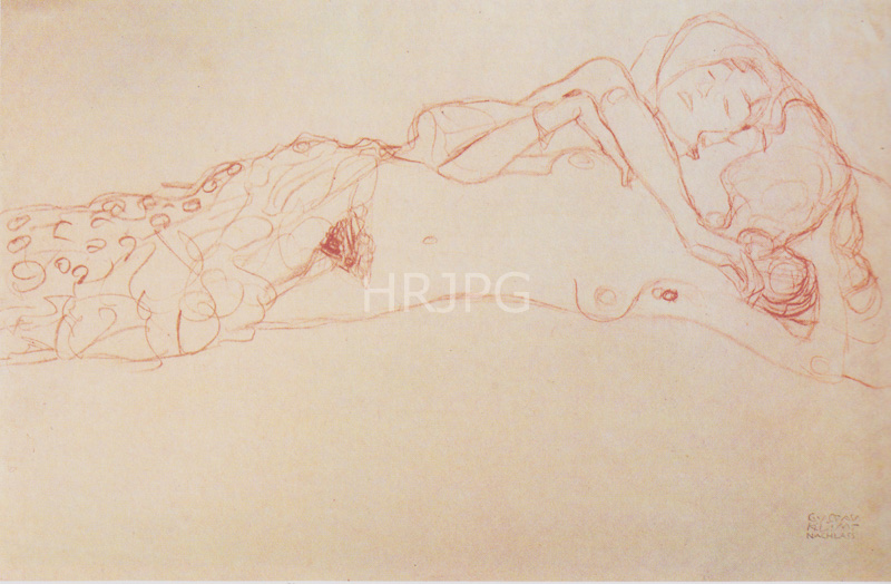 High Resolution: 800578-Reclining Woman-Gustav Klimt-around 1912 1913 download. | HRJPG.com