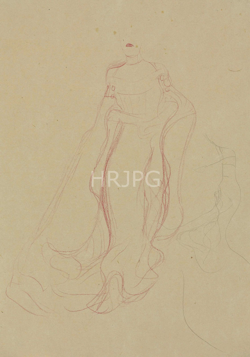 High Resolution: 800601-Sitting Girl to the Right Study-Gustav Klimt-1910 download. | HRJPG.com