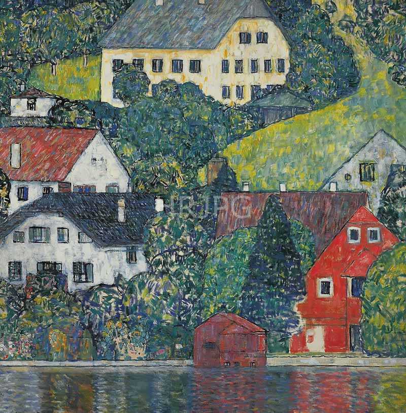 High Resolution: 800618-Houses at Unterach on the Attersee-Gustav Klimt-c 1916 download. | HRJPG.com