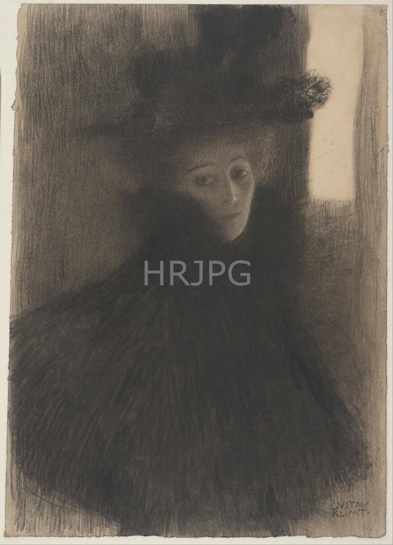 High Resolution: 800629-The Black Feather Hat-Gustav Klimt-1910 download. | HRJPG.com