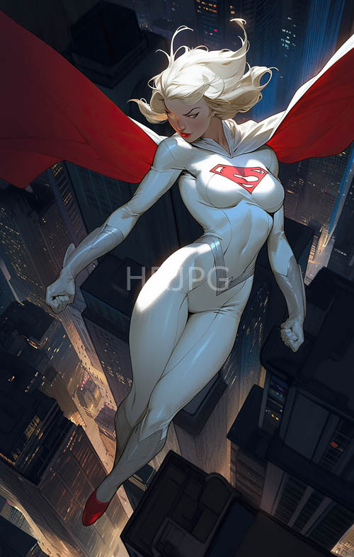 metropolitan night aerial perspective with athlete in white bodysuit