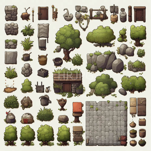 comprehensive environmental elements asset collection aesthetic tree stylized